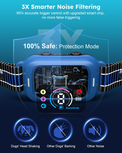 Bark Collar - Automatic Anti Barking Collar with 8 Sensitivity, Rechargeable Smart Bark Collar for Large Medium Small Dogs, Waterproof Bark Training Collar with Adjustable Beep Vibration Static Modes