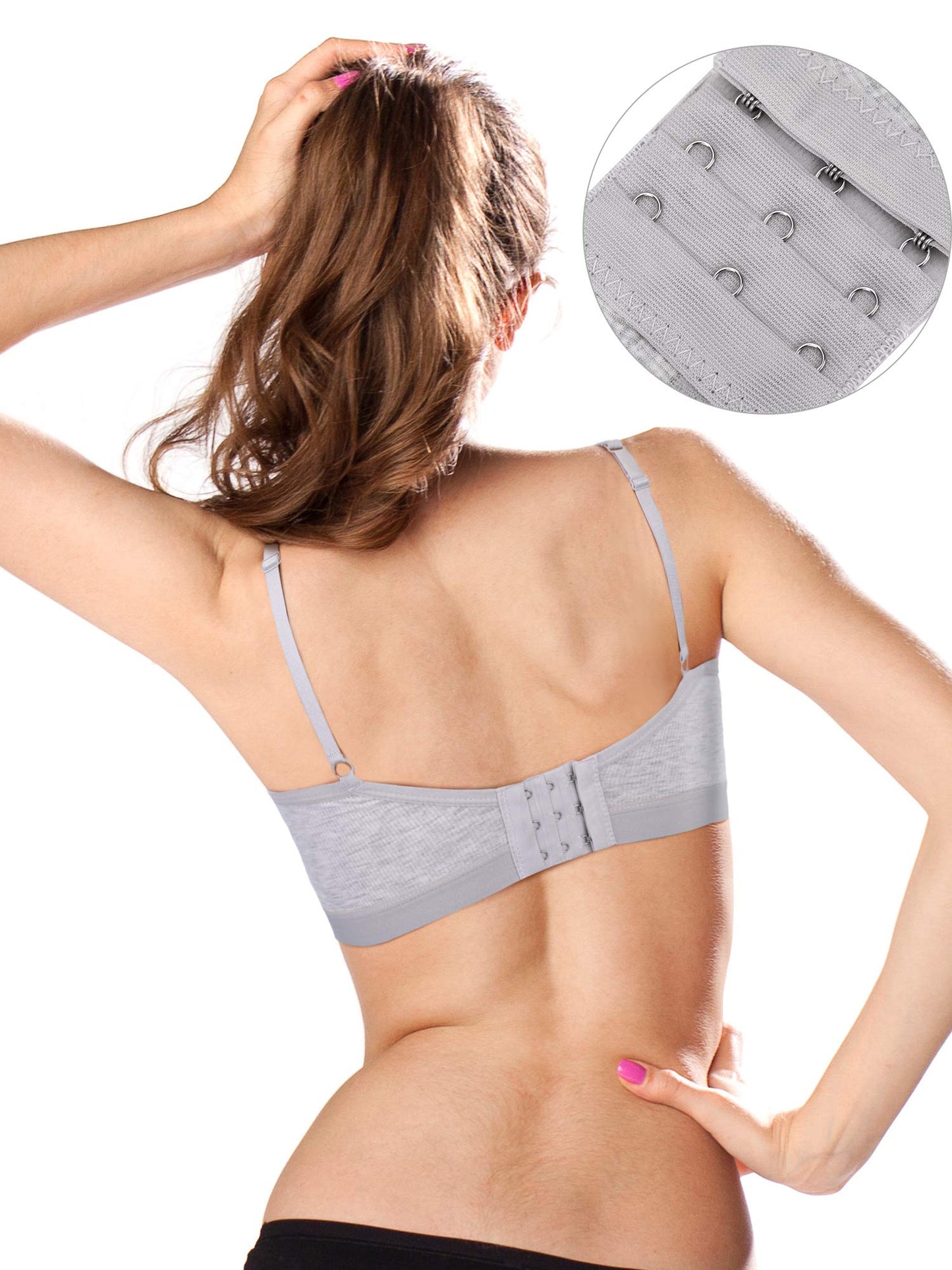 Boao 3 Pieces Mini Camisole Bra Padded Brassiere Tank Top Brassiere Women Sports Bra with Straps(Black, White, Grey,M)