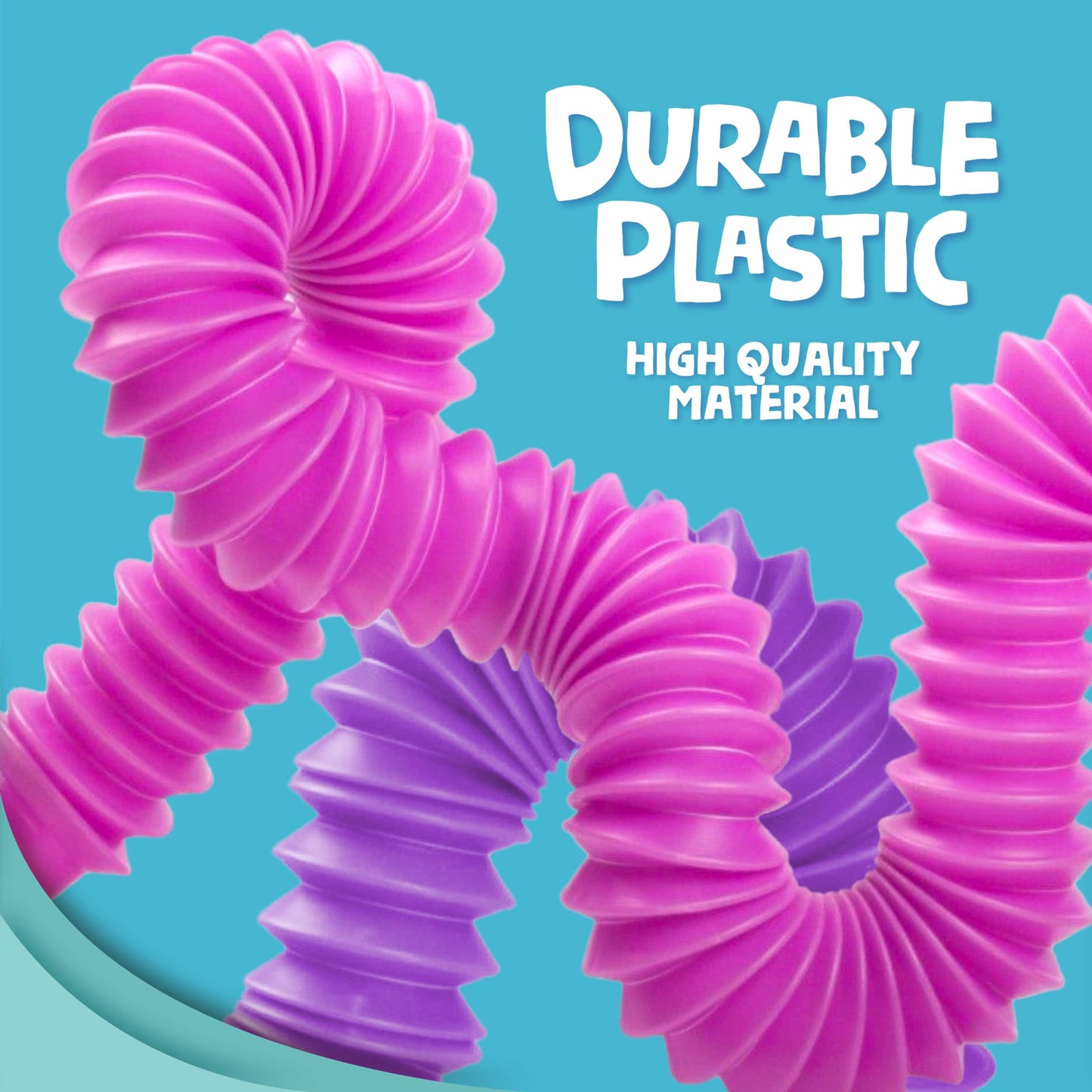 BUNMO Pop Tubes – Large 4-Pack Sensory & Fidget Tubes for Kids 3+ | Stretch, Connect & Pop | Creative STEM Play & Fine-Motor Practice | Vibrant Colors | Non-Mouthable Toy