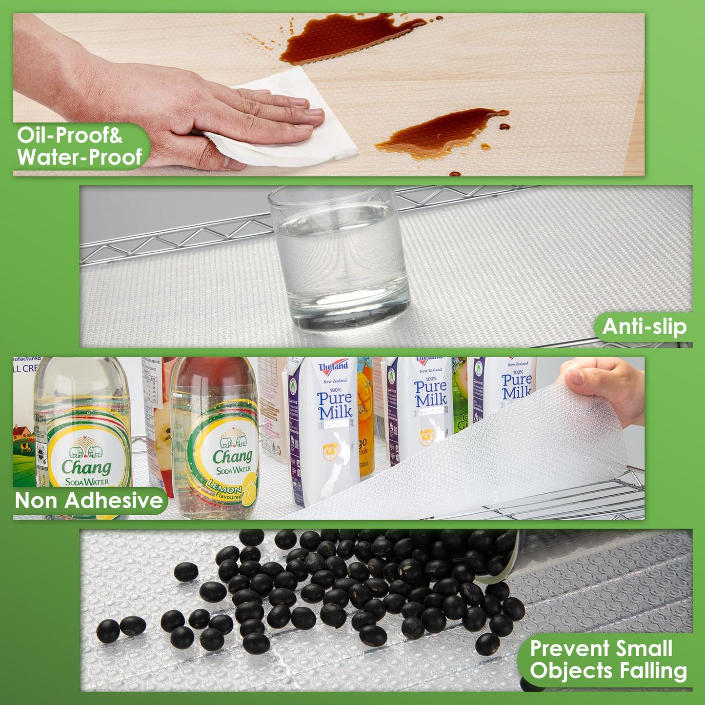 AMZABBY Wire Shelf Liner 12x197'' Clear Shelf Liner Kitchen,Cabinets,Drawer Liner, Cupboard, Under Sink, Pantry,Non-Adhesive Liner,Stain-Proof Shelf,1.2mm Thicken/Waterproof/Anti-Slip Liners