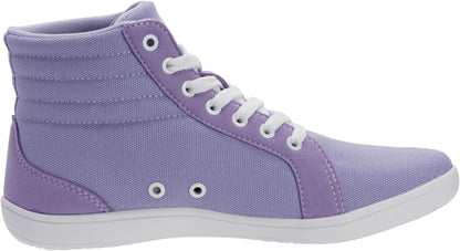WHITIN Women's Wide High Top Zero Drop Barefoot Shoes Minimalist Fashion Sneakers Size 5.5W Casual Canvas Trainer Walking Lifting Gym Purple 36