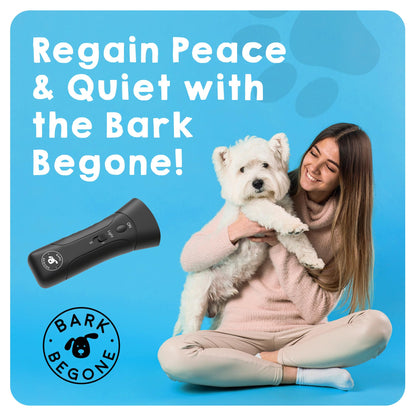 Bark Begone 2023 Ultrasonic Dog Bark Deterrent & Behavior Corrector - Stop Barking, Jumping, Aggression Without Yelling - Just Point & Press! Backed by Kevin Harrington from Shark Tank