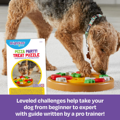 Brightkins Pizza Party! Treat Puzzle - Dog Enrichment Toys for Mental Stimulation, Interactive Gifts for Puppies