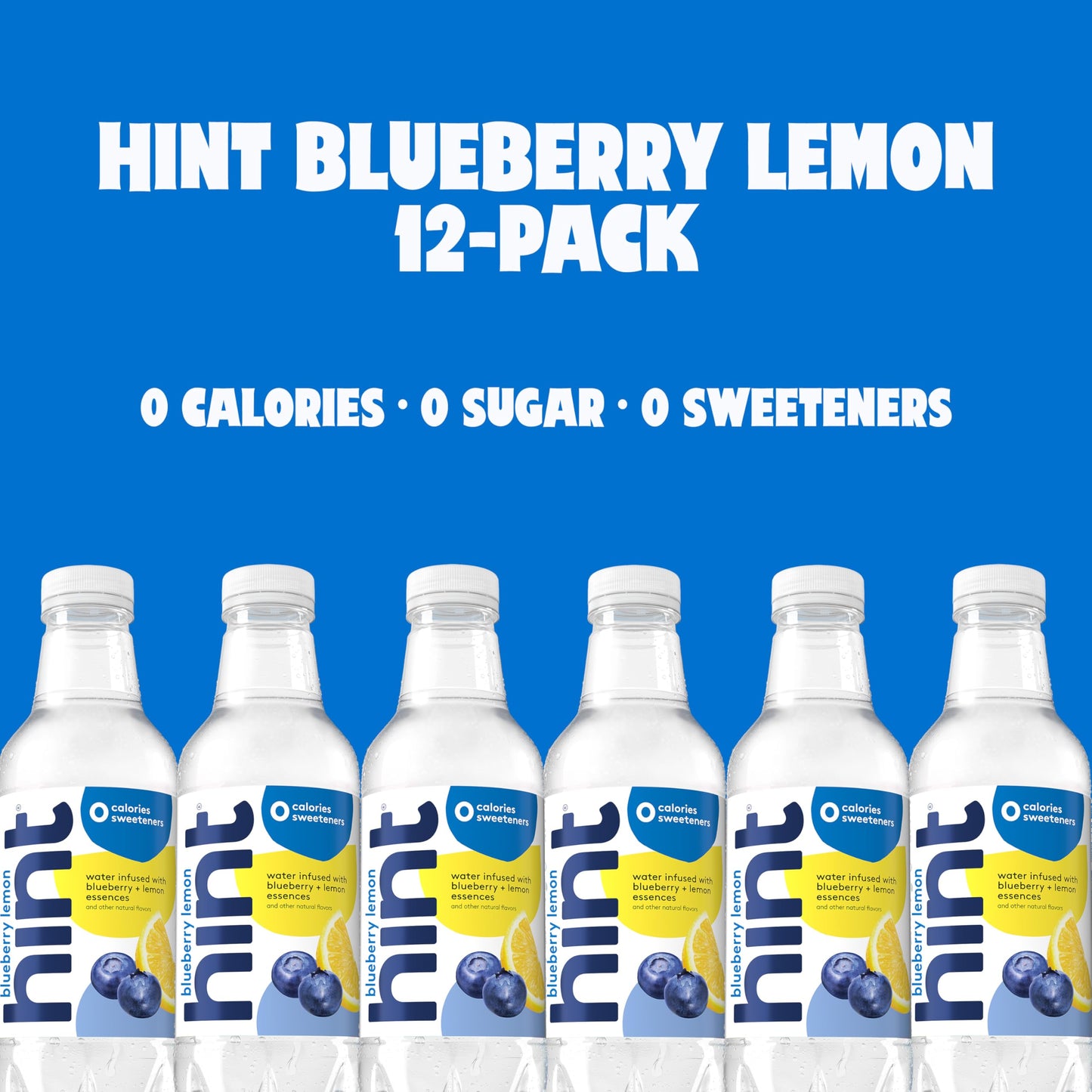 Hint Water Blueberry Lemon, Pure Water Infused with Blueberries & Lemons, Zero Sugar, Zero Calories, Zero Sweeteners, Zero Preservatives, Zero Artificial Flavors, 16 Fl Oz (Pack of 12)