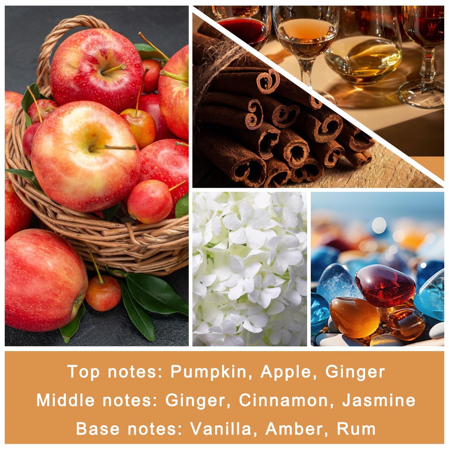 Homsolver Fall Decor Candles, Cider, Cinnamon, Jasmine, Amber Autumn Decorations Scented Candles for Home, 50 Hour Burn Time, Hello Fall Candle