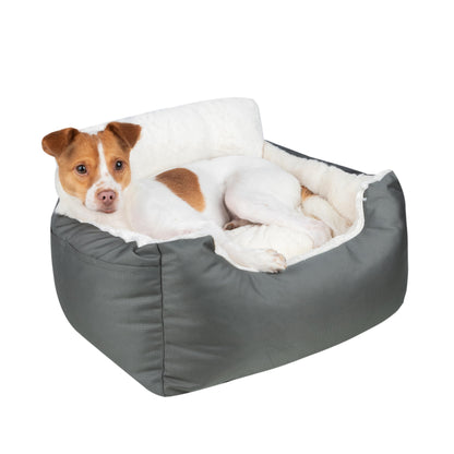 Best Pet Supplies Dog Pet Booster Seat, Dog Car Seats for Small Dogs & Medium Dogs, Soft Plush Cushion with Comfortable Bedding, Secure Straps, and Tall Pillow, Gray