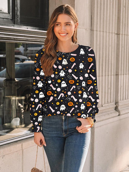 AUTOMET Long Sleeve Shirts Womens Halloween Fall Fashion 2025 Business Casual Tops Womens Trendy Dressy Blouses Cute Work Loose Fit Tee T Tshirts Ladies Tunic Clothes Outfit Clothing Legging Pumpkin