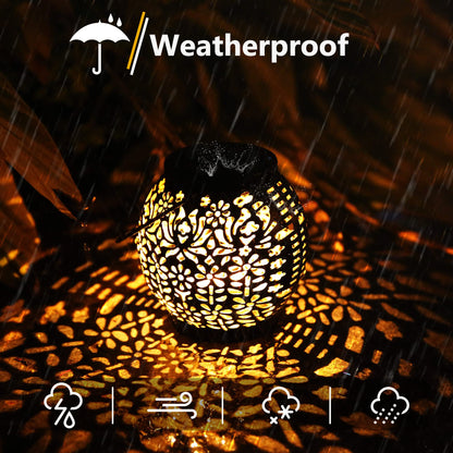 Brizled Solar Lantern Lights, 2 Pack Outdoor LED Hanging Lantern Lights with Star Projection, Warm White Solar Garden Lighting Retro Table Lanterns Light Waterproof for Garden Patio Courtyard Path