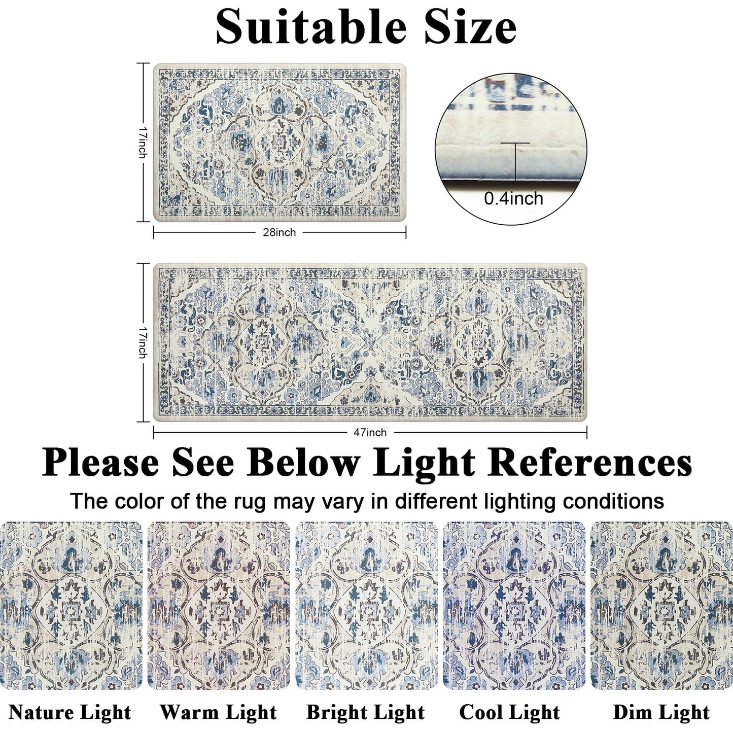 Ileading Anti Fatigue Kitchen Rugs Sets of 2 Cushioned Kitchen Mats for Floor Waterproof Kitchen Mat Set Non Slip Comfort Standing Mat for Kitchen, Office, Sink, Laundry