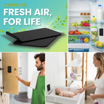AIRNINJA Fridge Deodorizer - Natural Refrigerator Deodorizer Odor Eliminator - Beats Baking Soda and Bamboo Charcoal Air Purifying Bags - Activated Carbon Odor Absorber for Fridge & Freezer (2 pk)