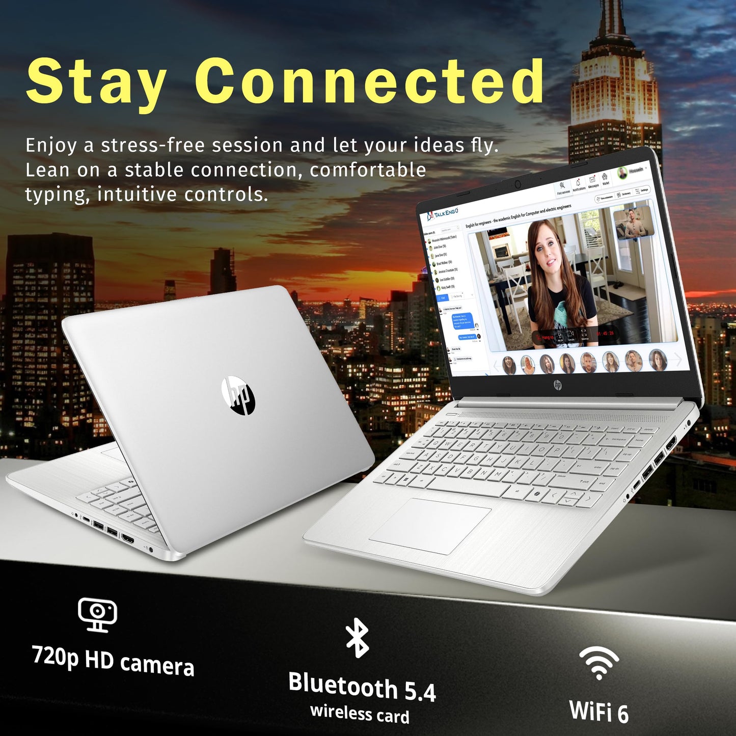 HP Stream 14" HD BrightView Laptop, Intel Celeron N150, 16GB RAM, 288GB Storage (128GB eMMC + 160GB Docking Station Set), Intel UHD Graphics, 720p Webcam, Wi-Fi, 1 Year Office 365, Win 11 S, Silver