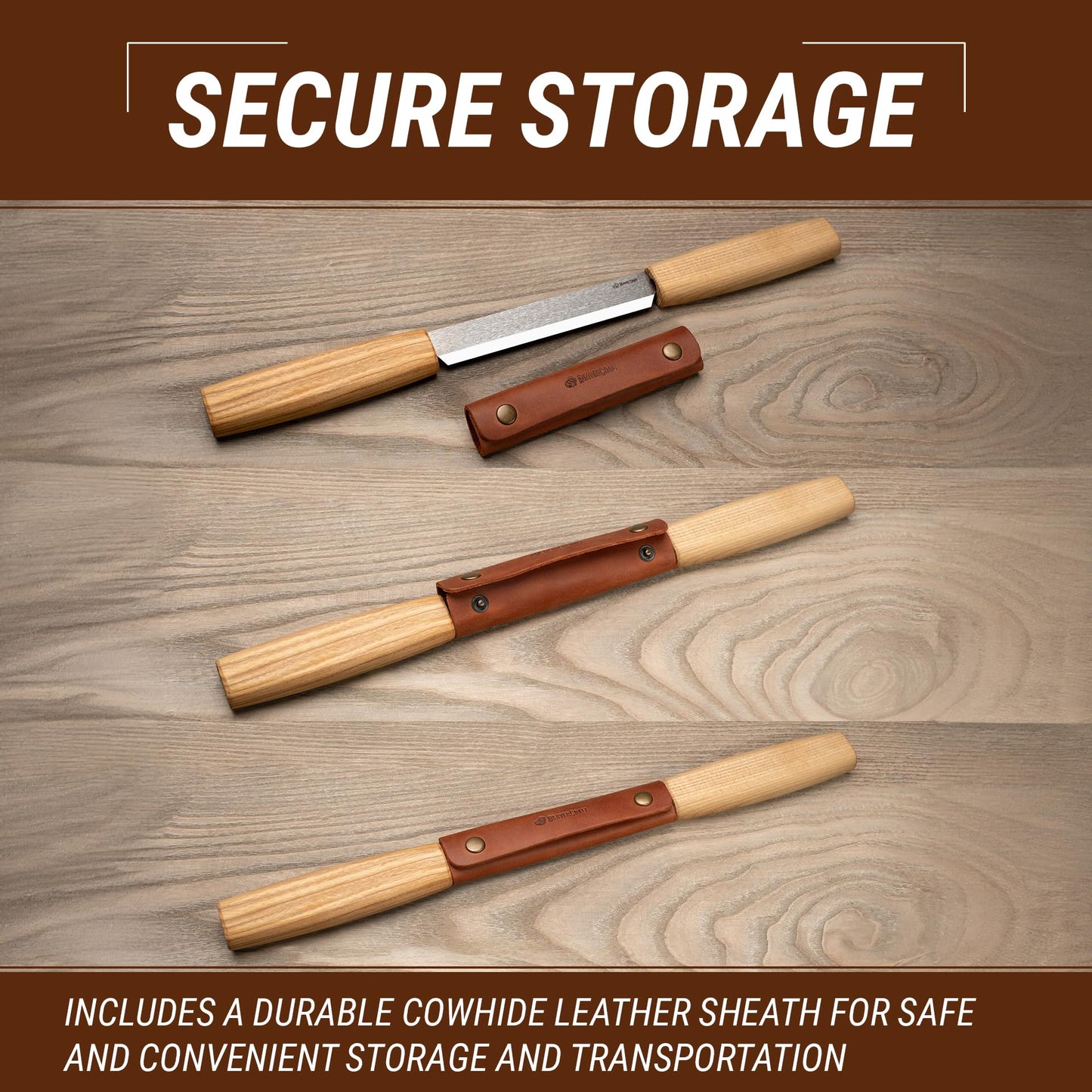 BeaverCraft Draw Knife Woodworking Tool 4.3"- Drawknife Wood Carving Knife with Leather Sheath DK2s - Whittling Knives for Shaping, Detailing, Spoon Carving - Whittling Tools