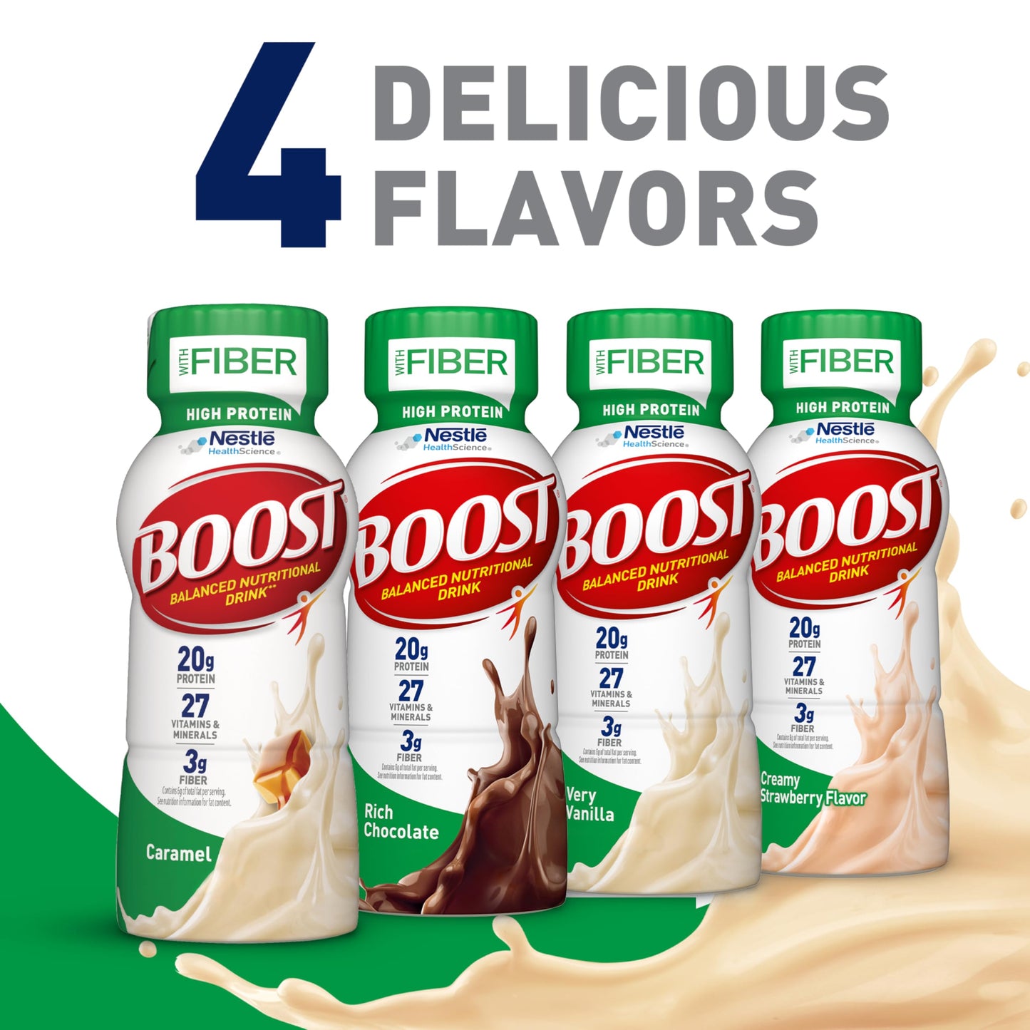 BOOST High Protein with Fiber Ready to Drink Complete Nutritional Drink, Rich Chocolate, 8 fl oz Bottle, 24 Pack