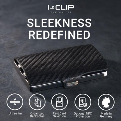 I-CLIP, Premium Men's Leather Wallet, Versatile Changeable Money clip, Secure Card Holder, Compact Men's Wallet Minimalist, Sleek Slim Design, Perfect Money Clip Wallet for Men - Gunmetal Black Carbon