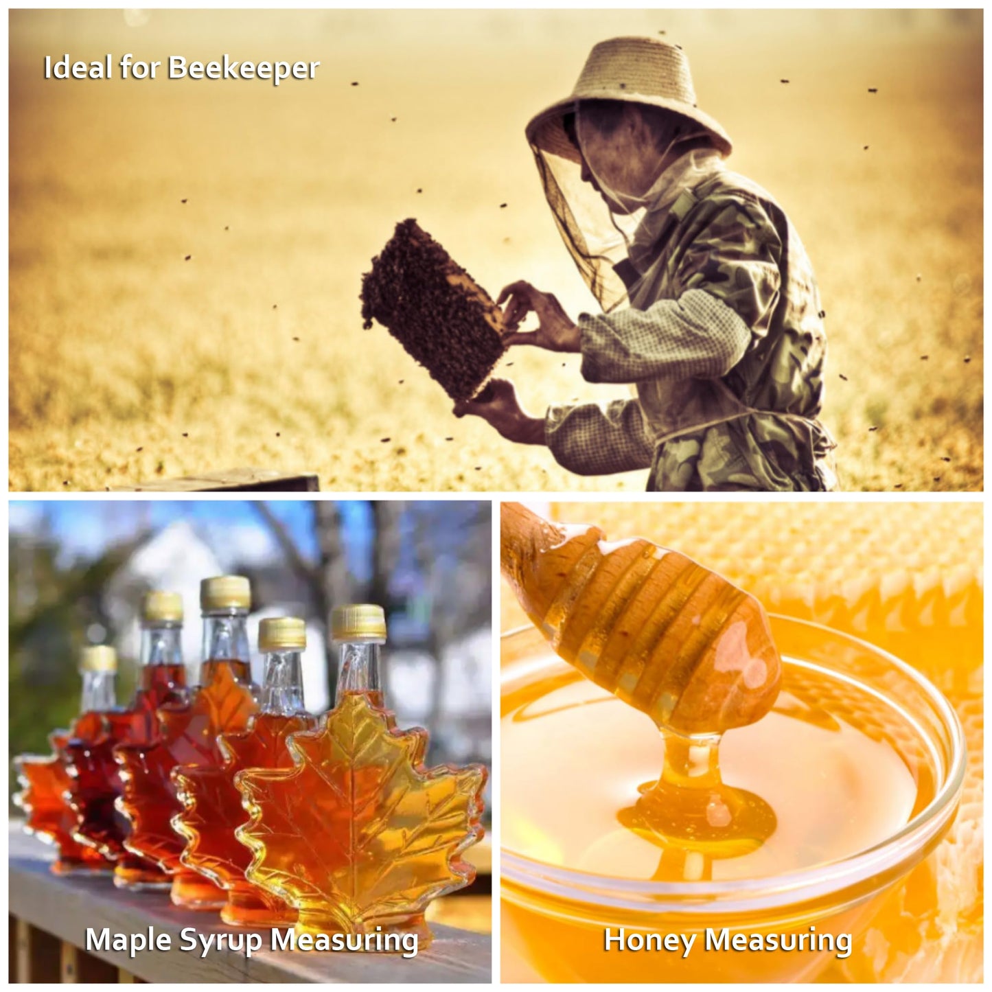 Honey Refractometer for Moisture, Brix and Baume, 3-in-1 Uses, 58-90% Brix Scale Range, Ideal for Honey, Maple Syrup, and Molasses, Bee Keeping Supplies