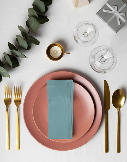 ACCENTHOME Cloth Napkins Set of 12 18x18 inch 100% Cotton Dinner Napkin Washable Hotel Quality Reusable Kitchen & Table Linen for Fall Thanksgiving Family Dinners Weddings & Everyday Use - Blue