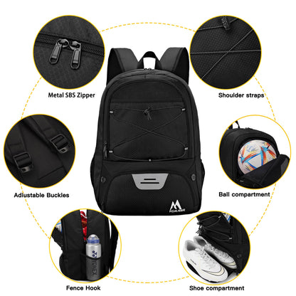 Hsmihair Soccer Bag-Soccer Backpack&Backpack for&Football Volleyball& Basketball,with Ball Compartment and Training Package