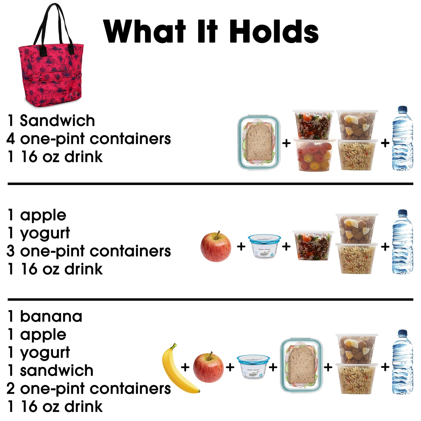 J World New York Lunch Tote Bag Insulated Lunch-Box for Women & Teen Girls, Bellis