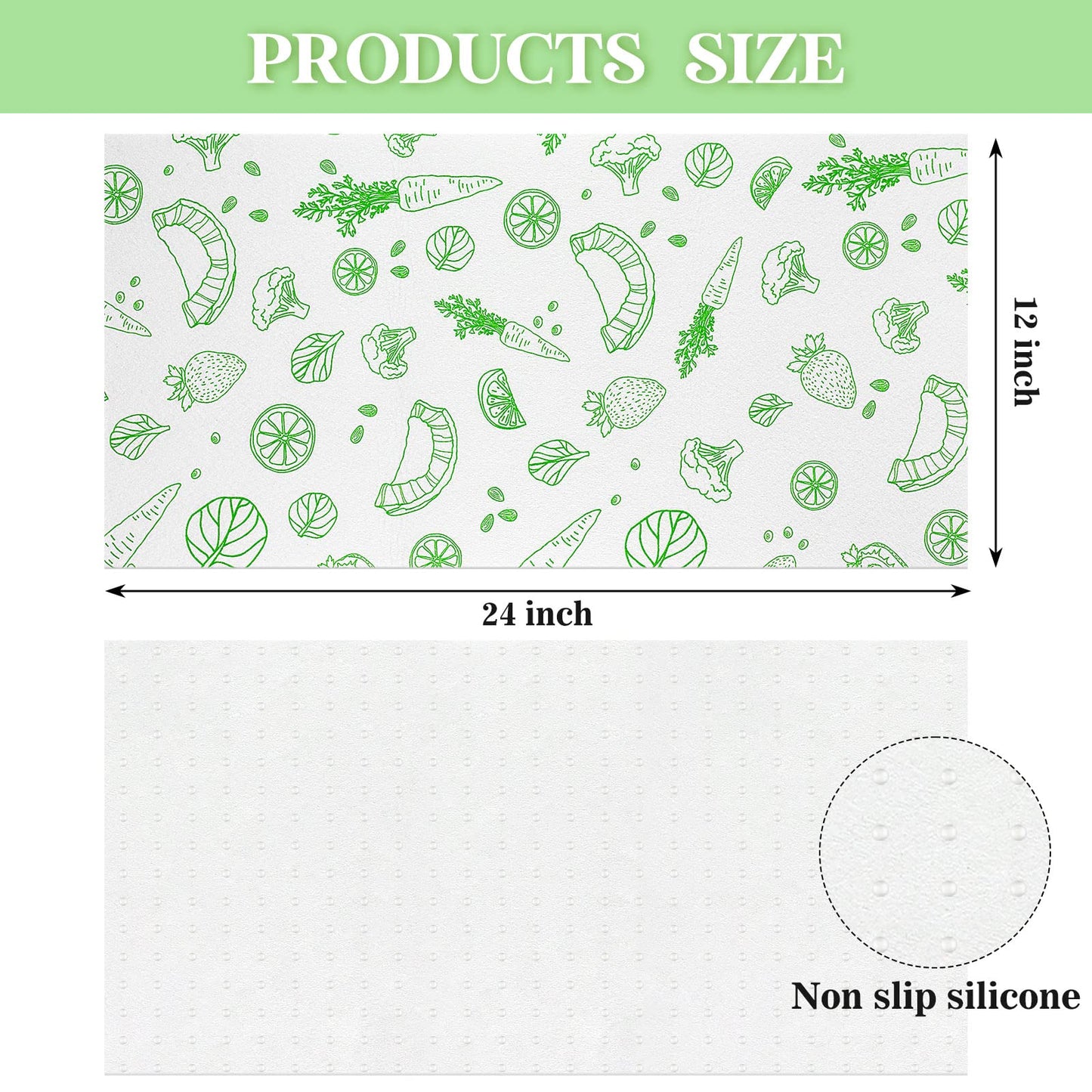 Amyhill 10 Pcs Refrigerator Shelf Liners Absorbent Fridge Mats Washable Fridge Drawer Liners for Shelves, Kitchen, Home, Cabinet, Trays(Fruits, 12 x 24 Inch)