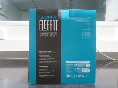 Arendo - Stainless Steel Kettle with Temperature Setting 40-100 Degrees in 5 Steps - Double Wall Design - Elegant Model - 1.5 Litre - 2200 W - Tea Maker with Temperature Display - GS - Black