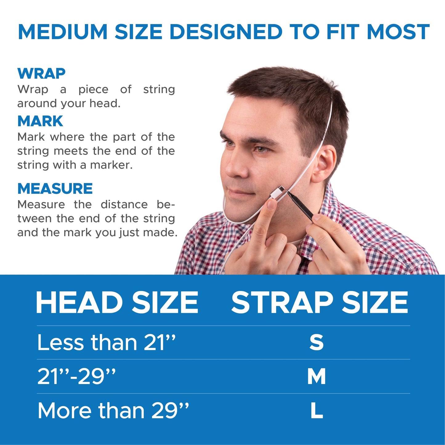 AVEELA Chin Strap for Sleeping | 3 Sizes Anti Snoring Chin Strap, Anti Snoring Device for Men and Women | Double Airflow Jaw Strap, Stop Snoring Solution Chin Strap - Medium Chin Strap for CPAP Users