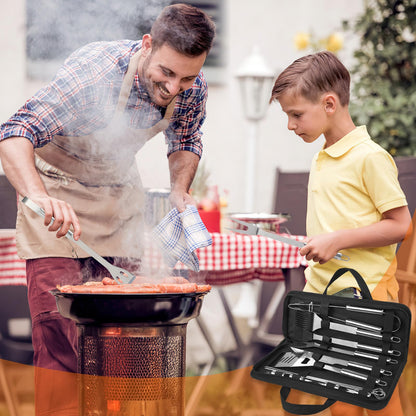 Anpro Grilling Accessories Grill Kit- Grill Set, Grilling Utensil Set, BBQ Accessories, BBQ Kit, BBQ Grill Tools, Grilling Gifts for Father's Day, Smoker, Camping, Kitchen,21 PCS-Standard Silver