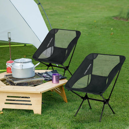 CAMEL CROWN Portable Camping Chair Lightweight Compact Folding Chair Mesh for Outdoor Camp Travel Beach Picnic Festival Hiking Backpacking Black