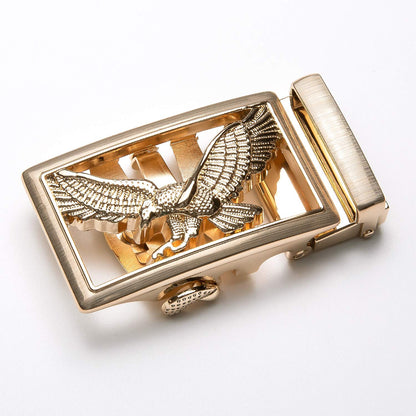 Barry.Wang Mens Burgundy Belt Genuine Leather with Gold Eagle Buckle Design Wedding Luxury Gift Adjustable