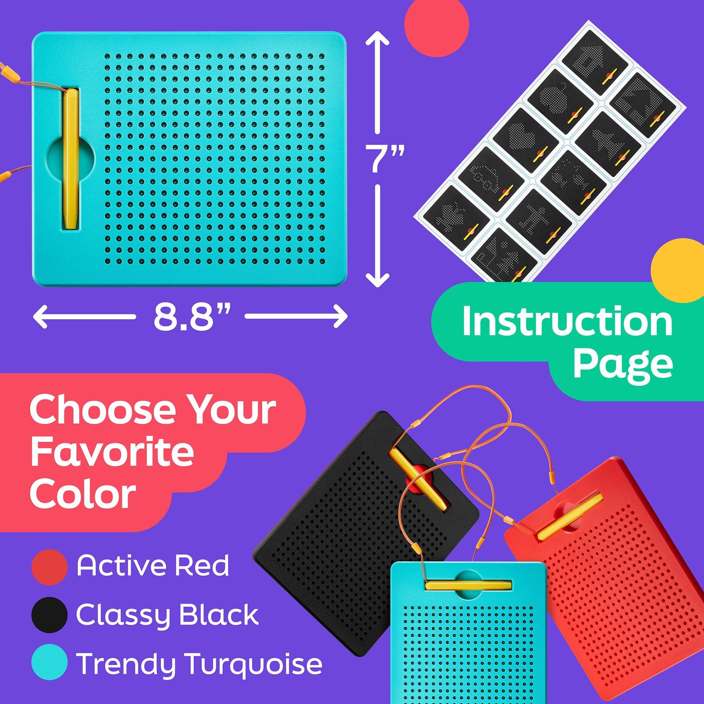 AYNAT FUN Magnetic Drawing Board for Kids & Toddlers with Beads and Magnet Stylus Pen - Magnetic Tablet Toy for Airplane & Car Ride Activities for Kids