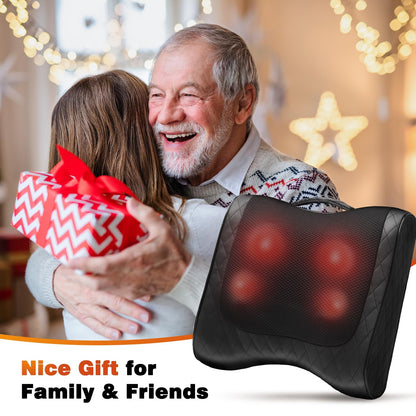 Back Massager with Heat, Percussion & Shiatsu 2-in-1 Massager for Lower Back Pain Relief, 3D Deep Tissue Kneading Massage Pillow for Back, Waist, Leg, Foot Relax, Gifts for Women Men