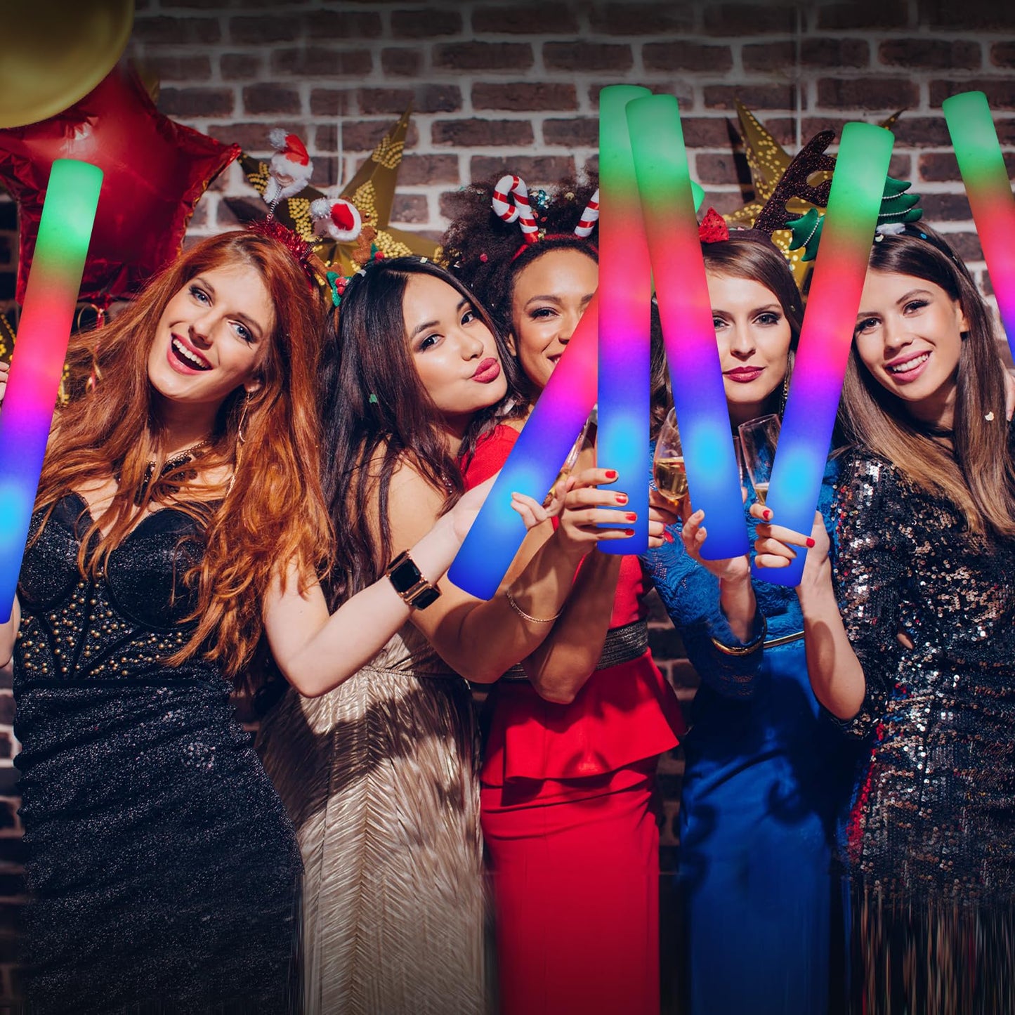 HONLYNE 44 PCS Foam Glow Sticks with 3 Modes Colorful Flashing, Foam Light Up Sticks, LED Light Sticks, Glow Sticks Party Pack for New Year, Wedding, Raves, Concert, Christmas