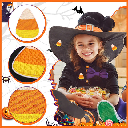 AUGSUN 30pcs Halloween Candy Corn Iron On Patches Embroidered Sew On Applique Repair Patch DIY Crafts for Clothing Jacket Jeans Pants Dress Backpack Hat