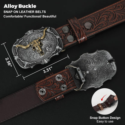 BELTROAD Western Leather Buckle Belt for Men Women Cowboy Cowgirl Mens Leather Belt for Jeans Christmas Men's Belt Gifts