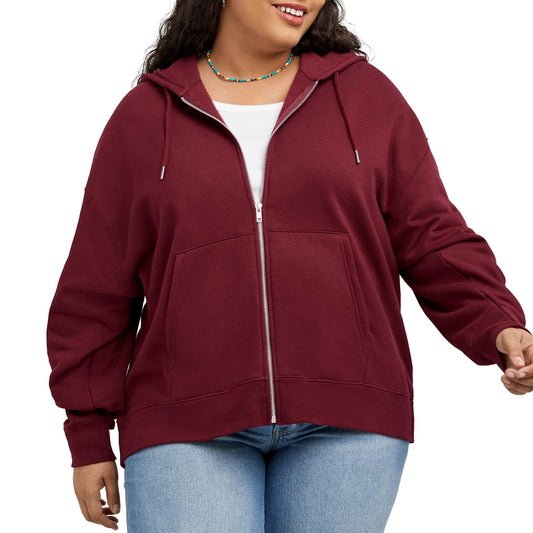 Hanes Comfortblend Originals Full, Midweight Fleece Sweatshirt, Zip Hoodie for Women, Plus, Mulled Berry