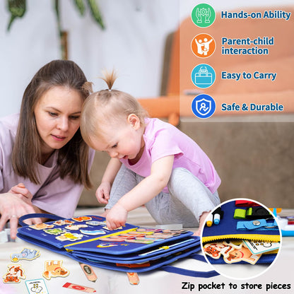 Busy Board, Montessori Toys for 1 2 3 Year Old - Toddler Toys for Ages 2-4 Boy Birthday Gift, Busy Book for toddlers 1-3, Toddler Learning Activities, Educational Learning Toy for Airplane Car Travel