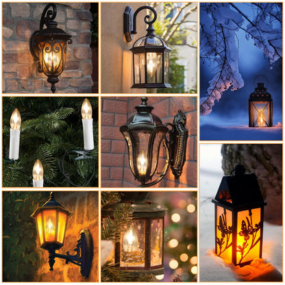 HEWA-Tech E12 Base C35 Flame Tip Flicker Bulbs - Crystal Clear Candle Light with Orange Glow Effect for Halloween/Christmas, E12 Non-Dimmable Chandelier Replacement Bulbs, 6-Pack (C35E12 Clear)