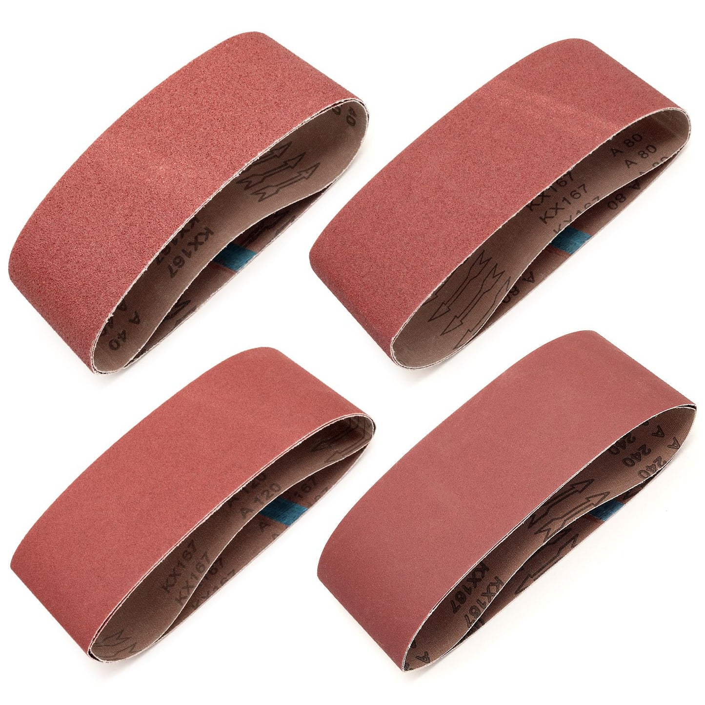 4x24 Sanding Belts for Belt Sander 4 x 24,5 Each of 40 80 120 240 Grits Aluminum Oxide Belt Sander Paper, 20 Pack