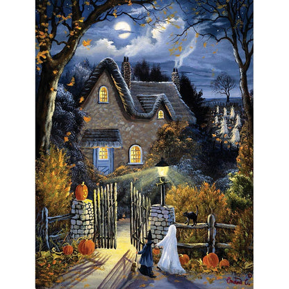 Bits and Pieces – Large 300 Piece Glow in The Dark Jigsaw Puzzle for Adults – ‘Tess's Halloween’ - Jigsaw Puzzle by Artist Christine Carey, Completed Puzzle Size: 18" x 24"