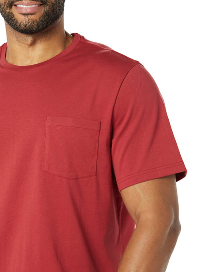 Amazon Essentials Mens T-Shirts, Regular-Fit, Short-Sleeve Crewneck Pocket, Pack of 2, Dark Red/Navy, XX-Large