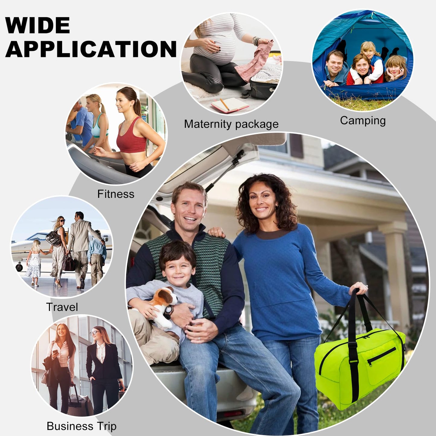 HOLYLUCK Foldable Travel Duffel Bag For Women & Men Luggage Great for Gym - Fluorescent yellow