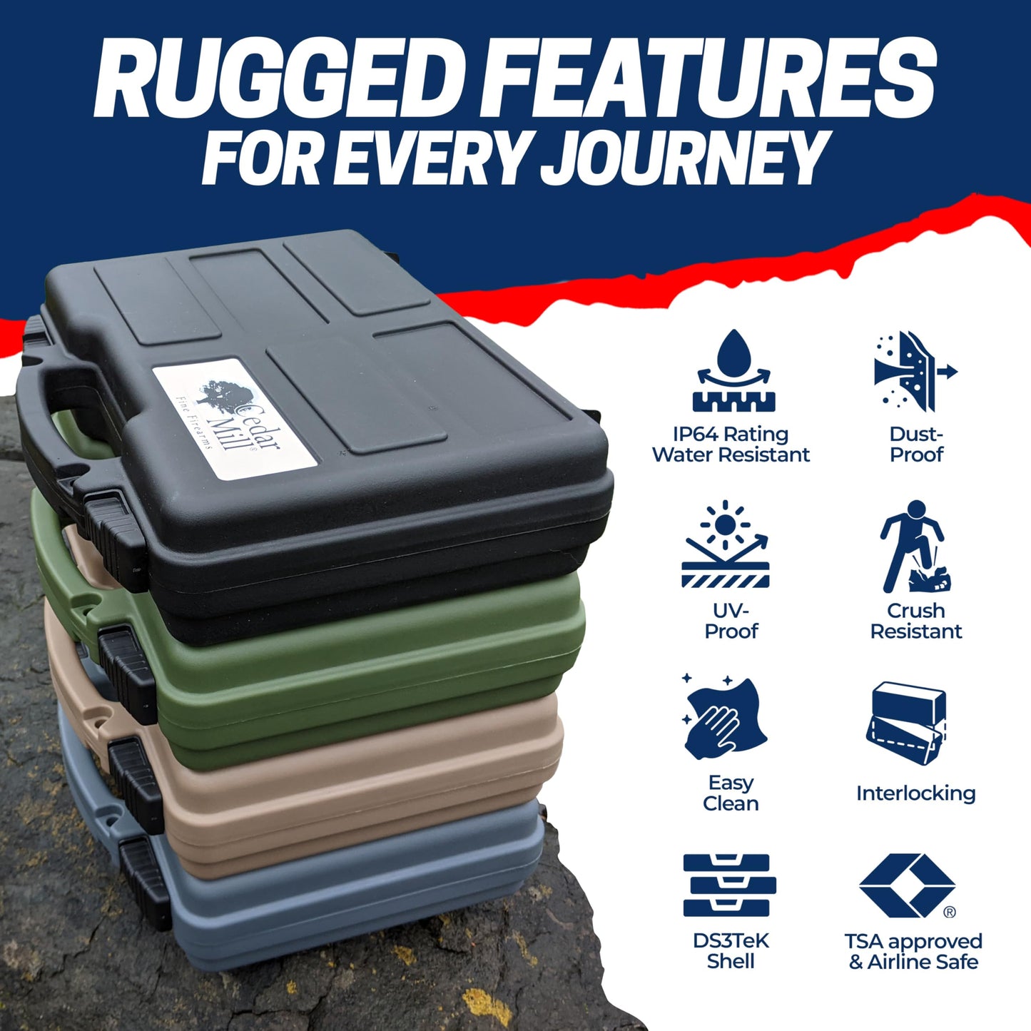 Hard Lockable Gun Case for Pistol, Revolver, and Handgun 12.3" inches x 10.5" Airline Compliant Locking 9mm TSA Approved Firearm Travel Non-Waterproof Storage Box Gun Carrying Case for Pistols