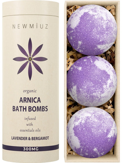 Arnica Bubble Bath Bombs Lavender Bergamot Essential Oils Luxurious Mega Foaming Bath Bombs for Dry Skin Nourishment Moisturizing Blissful Bath Gift