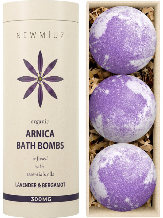Arnica Bubble Bath Bombs Lavender Bergamot Essential Oils Luxurious Mega Foaming Bath Bombs for Dry Skin Nourishment Moisturizing Blissful Bath Gift