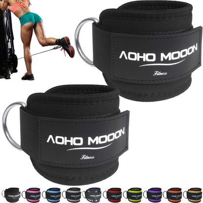 AOHO MOOON (Pair Comfortable Adjustable Ankle Straps for Cable Machines Women