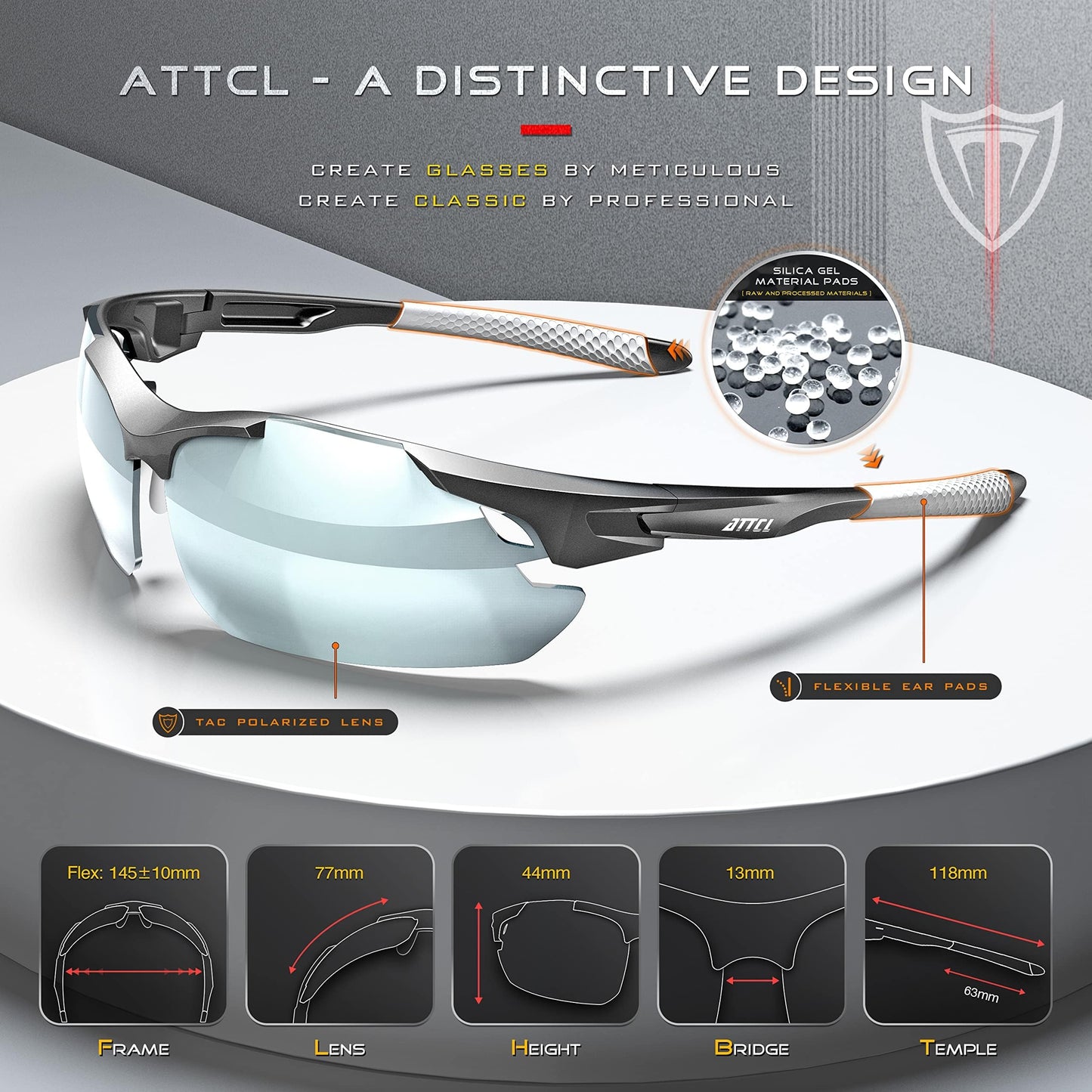 ATTCL Sunglasses For Men - Upgraded Sports Polarized Sunglasses for Cycling Driving Fishing UV Protection 7027-C3 Silver