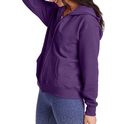 Hanes Women's EcoSmart Full-Zip Hoodie Sweatshirt, Violet Splendor Heather, Large