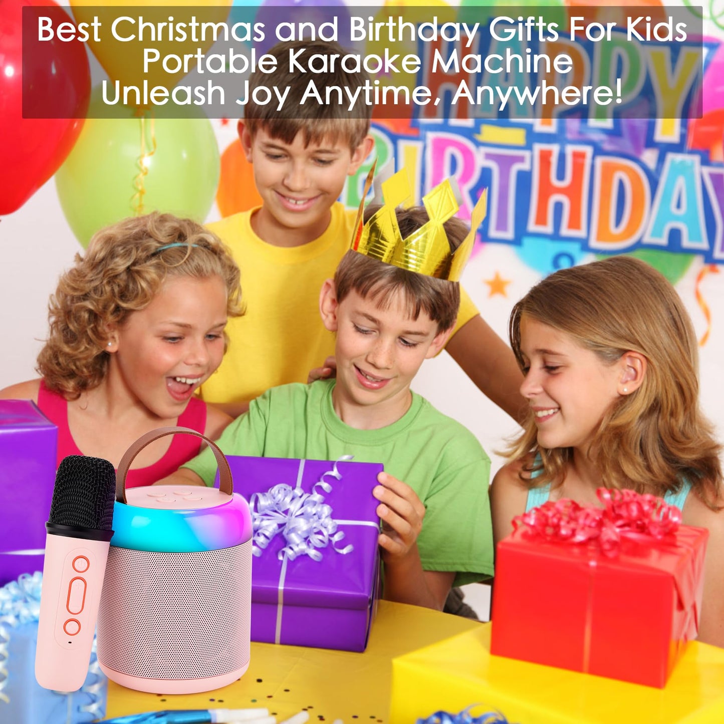 Birthday Gifts for 3, 4, 5, 6, 7, 8, 9, 10, 11, 12 Year Old Toys Girls Boys, Christmas Stocking Stuffers,Karaoke Machine for Kids Teens Adults, Portable Bluetooth Speaker with Wireless Microphone
