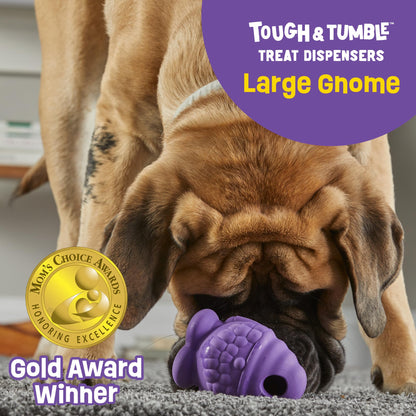 Brightkins Tough & Tumble Treat Dispenser Large Gnome - BPA Free Enrichment Treat Dispensing Dog Toy for Aggressive Play