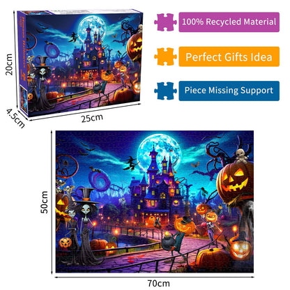 Horror Halloween Jigsaw Puzzles for Adults 1000 Pieces, Interlock Perfectly Letter on Back, Home Decor Birthday Party Puzzle Gift, Halloween Puzzle 1:1 Poster Jigsaw Puzzles for Adults