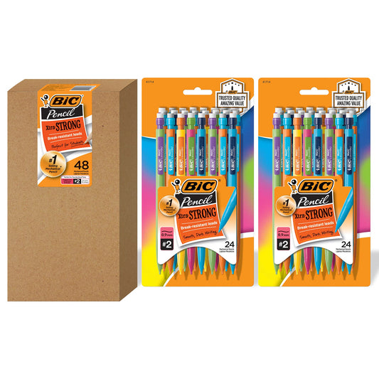 BIC Xtra-Strong Mechanical Pencil, Colorful Barrel, Thick Point (0.9mm), 48-Count
